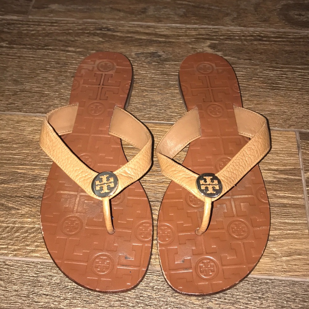 Tory Burch Brown Leather Thong Sandal
